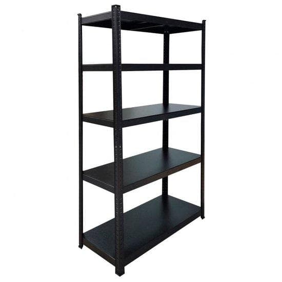 Skärmskåp svart - metallförvaringsställ - med 5 hyllor - 175 kg lagerkapacitet per bräde - 1 bit