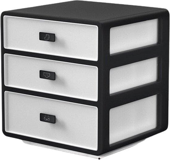 Förvaringsskåp med 3 lådor - för strumpor och underkläderförvaring - förvaringsskåp - låda - förvaringslåda - skåp - lådor - 3 lådor - svart