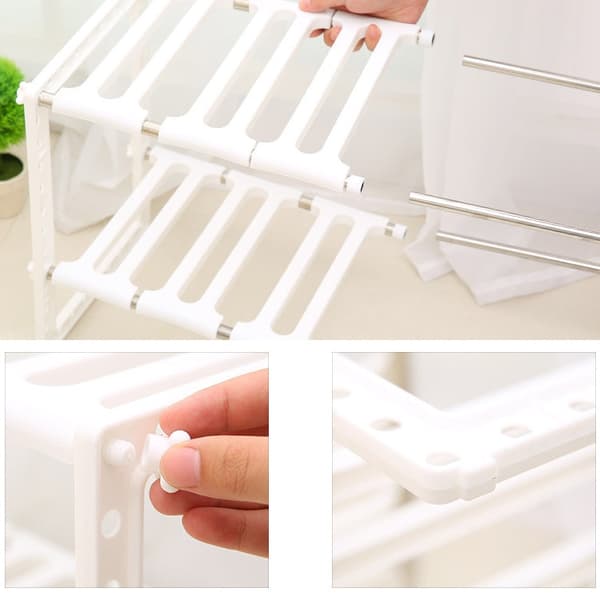 Stainless Steel Double Layer Adjustable Telescopic Sink Shelf Dishes Condiment Kitchen Rack