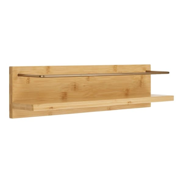 Rootzin seinähylly - Bambu -hylly - luonnollinen ruskea järjestäjä - ympäristöystävällinen suunnittelu - 45 cm x 10 cm x 12 cm