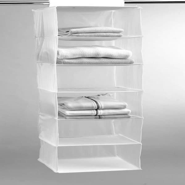 Mjuk hylla för tröjor 6 nivåer MILKY i vit péva 30x30x128 cm