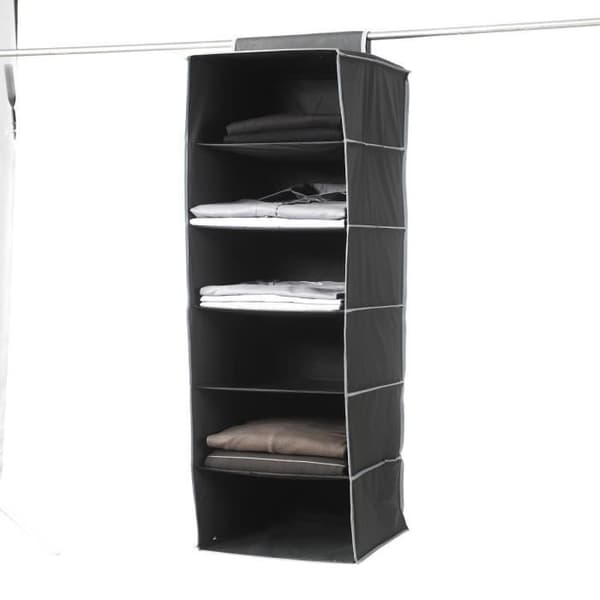 Smidig hylla för tröjor 6 nivåer URBAN i svart peva 30x30x128 cm