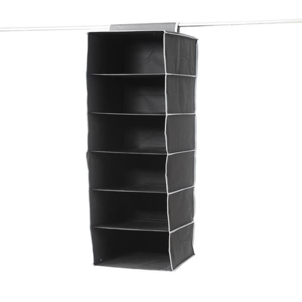 Smidig hylla för tröjor 6 nivåer URBAN i svart peva 30x30x128 cm