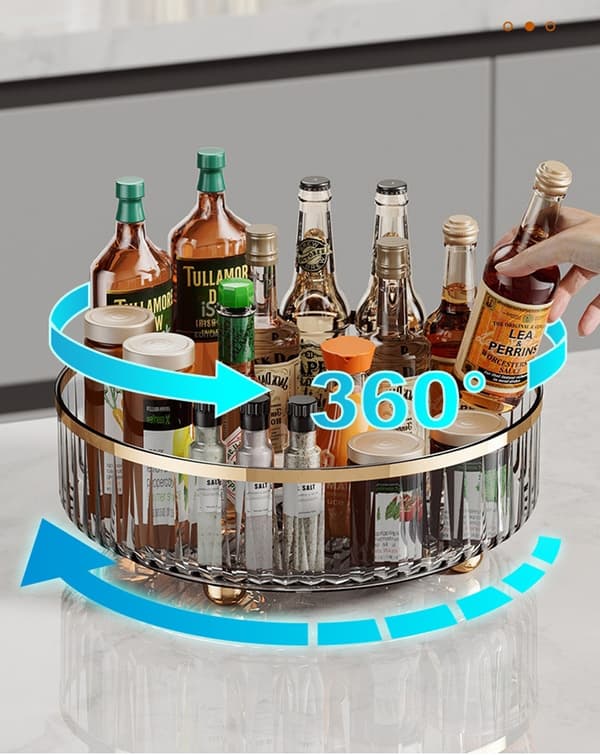 Monipuolinen säilytyshylly, mausteteline, 360° kääntyvä mauste- ja juomateline