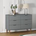 Miniatyrbild 1 av 9: Byrå grå 113x40x80 cm massivt furuträ