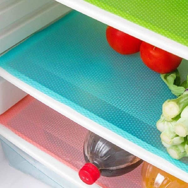 Tvättbara kylskåpsmattor, 9-pack, transparenta, för hyllor, lådor, bord, 3 röda, 3 gröna, 3 blå, robusta