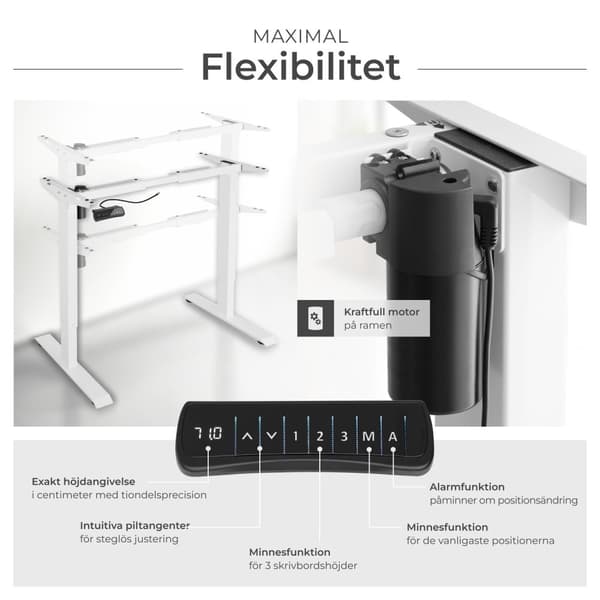 Höj- och sänkbart skrivbordsstativ Piotr - vit