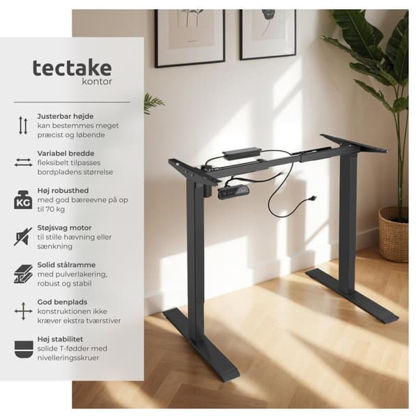 Hæve sænke stel elektrisk justering Piotr 85-129x65x71-121cm - sort