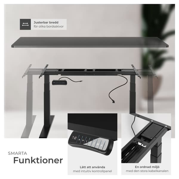 Höj- och sänkbart skrivbordsstativ Dennis - svart