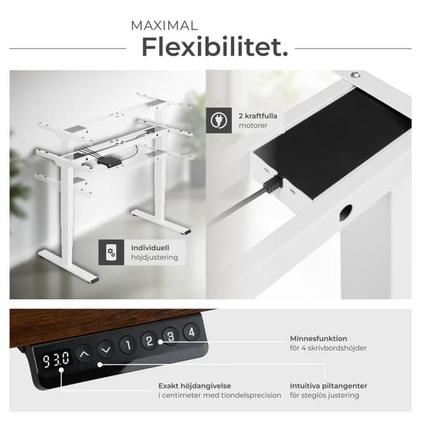 Höj- och sänkbart skrivbord Twain - vit