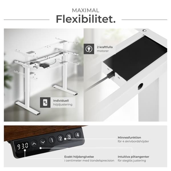 Höj- och sänkbart skrivbord Melville - vit