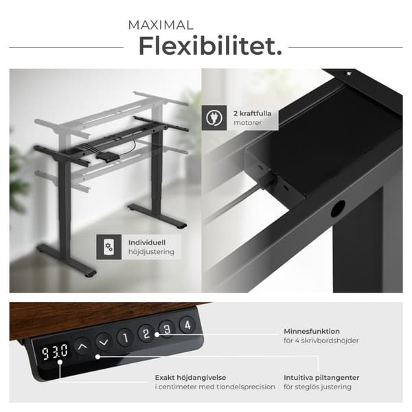 Höj- och sänkbart skrivbord Twain - svart
