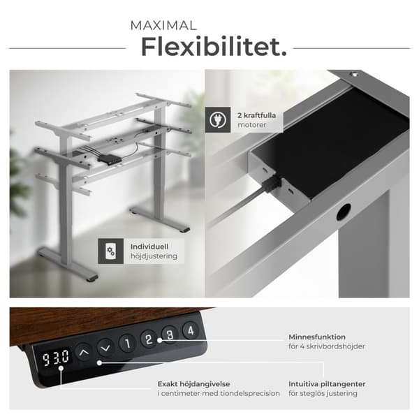 Höj- och sänkbart skrivbord Twain - grå