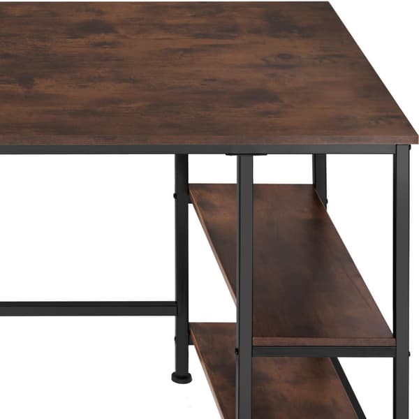 Skrivebord Canton 120x60x75,5cm - Industrielt mørkt træ, rustikt