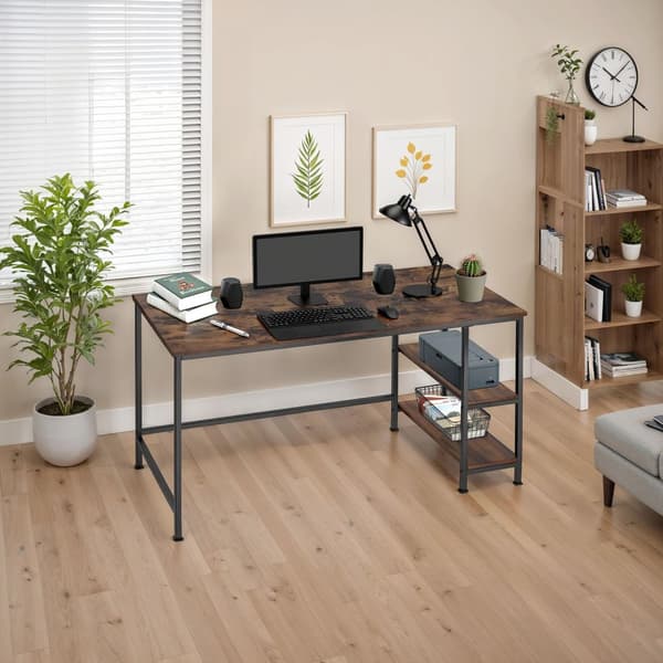 Skrivebord Canton 120x60x75,5cm - Industrielt mørkt træ, rustikt