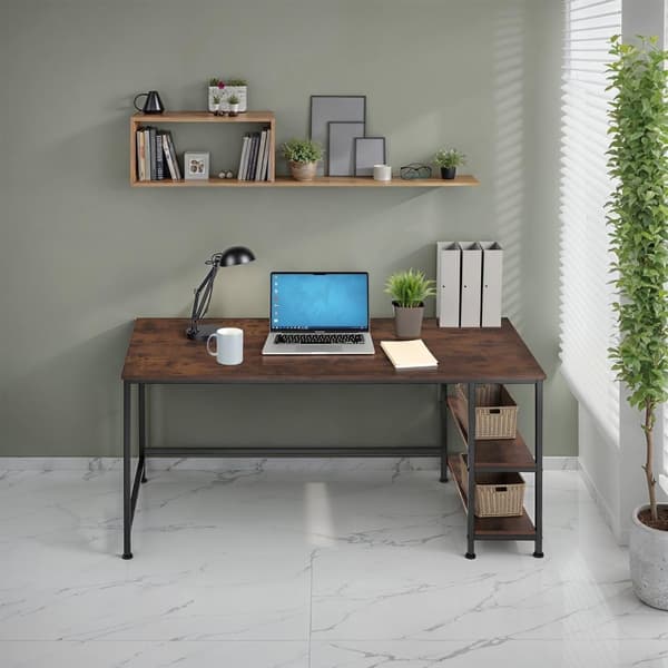 Skrivebord Canton 120x60x75,5cm - Industrielt mørkt træ, rustikt