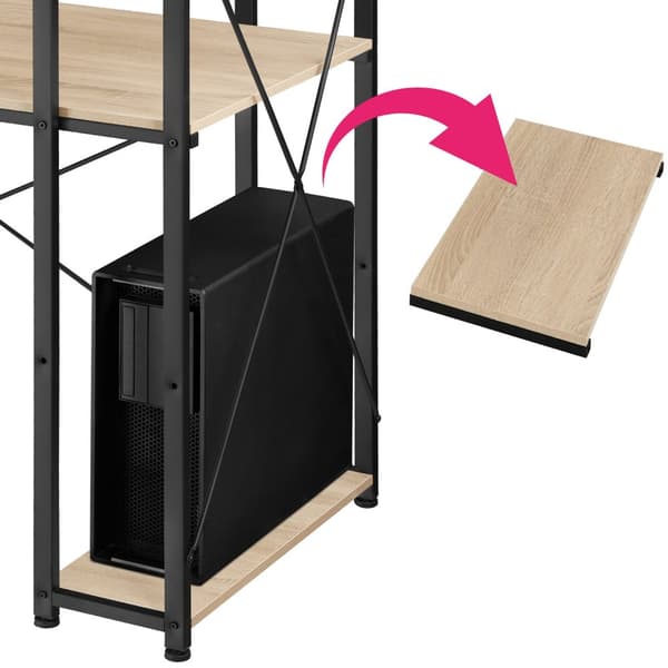 Skrivebord Hershey 122x61x120cm - Industrielt lyst træ, egetræ Sonoma