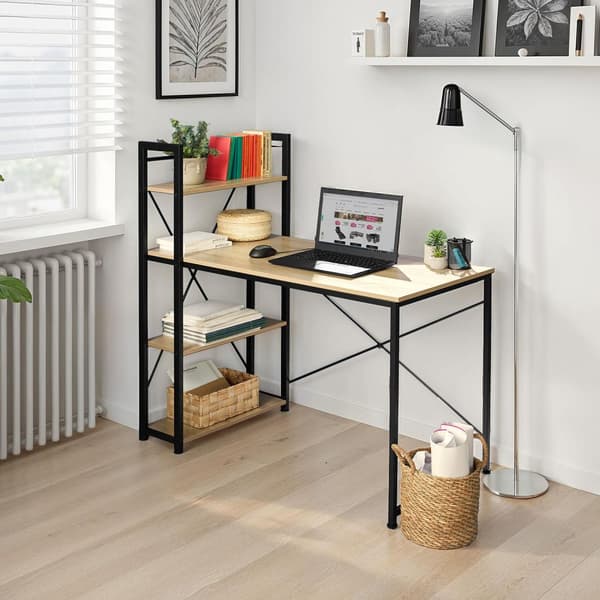 Skrivebord Hershey 122x61x120cm - Industrielt lyst træ, egetræ Sonoma