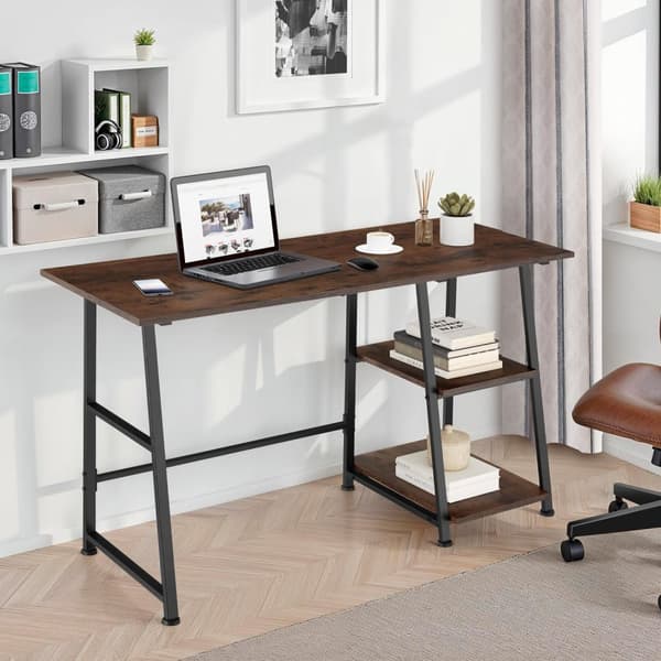 Paisley skrivebord 120x50x73,5cm - Industrielt mørkt træ, rustikt