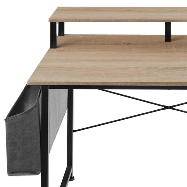 Skrivbord med hylla och tygficka - Industriellt lätt trä, ek Sonoma, 120 cm