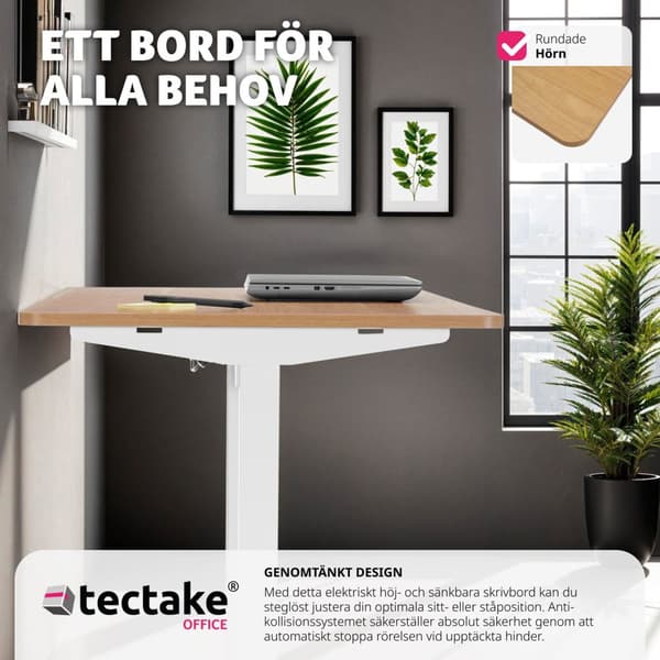 Elektriskt höj- och sänkbart skrivbord Skadi - ek/vit