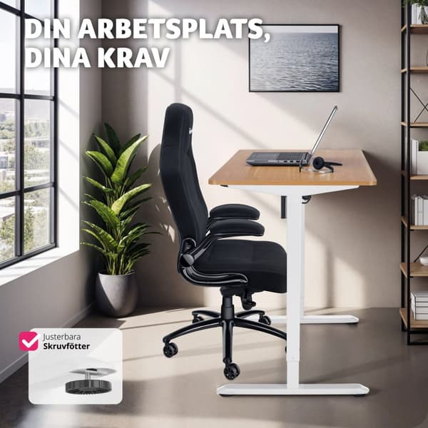 Elektriskt höj- och sänkbart skrivbord Skadi - ek/vit