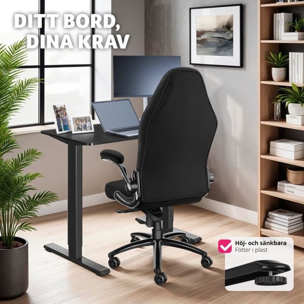 Höj-och sänkbart bordsstativ Idun, med handvev - svart