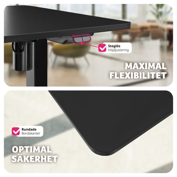 Elektriskt höj- och sänkbart skrivbord Skadi - svart