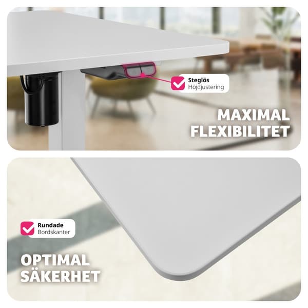 Elektriskt höj- och sänkbart skrivbord Skadi - vit