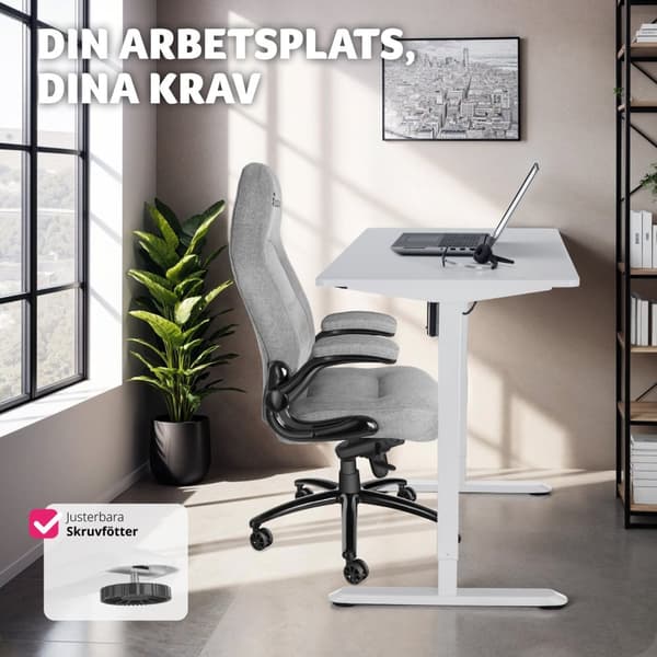 Elektriskt höj- och sänkbart skrivbord Skadi - vit