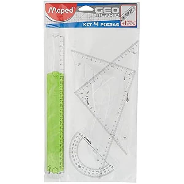Kit Traz - MAPED - Linjal, Vinkel, Protractor - För Barn - Blandet - Lätt att transportera