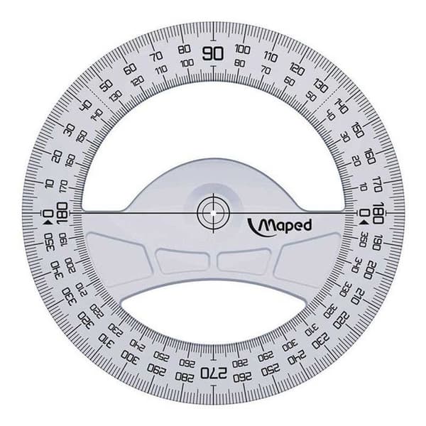 Rapportör Geometric 360° - MAPED - 12 cm - Transparent plast - Färgad skala - UV-beständig