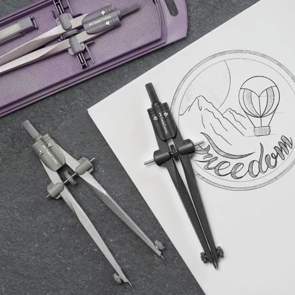 Kompass - Faber-Castell - Stream 2019 - Snabbjustering - Modern design - Grå färg