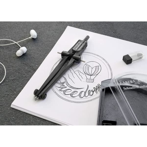 Kompass - Faber-Castell - Stream 2019 - Snabbjustering - Modern design - Grå färg