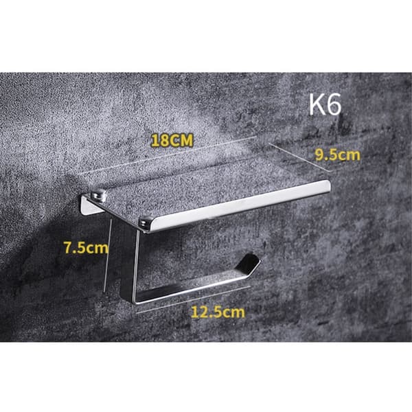 WC-paperiteline kylpyhuoneeseen Seinäasennus hyllyllä - K6/Silver/Drill asennus