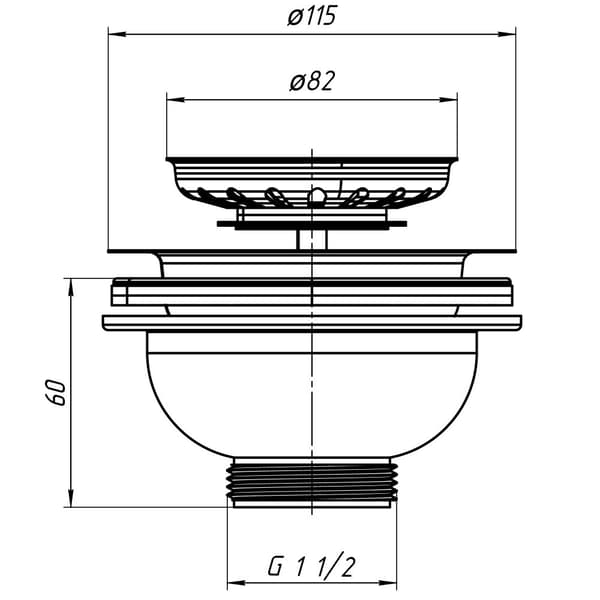 Afløb til vasken med metalsi 115 mm