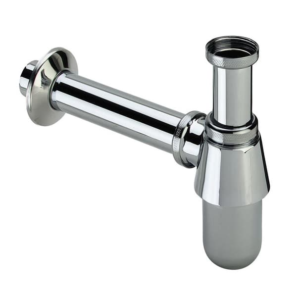 Flaskesifon messing forkromet 5/4"", udløb 32 mm, uden afløb