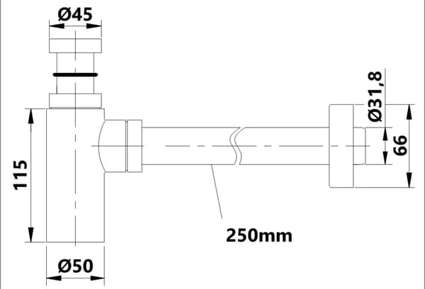 Flaskesifon 5/4"", antik messingfarve