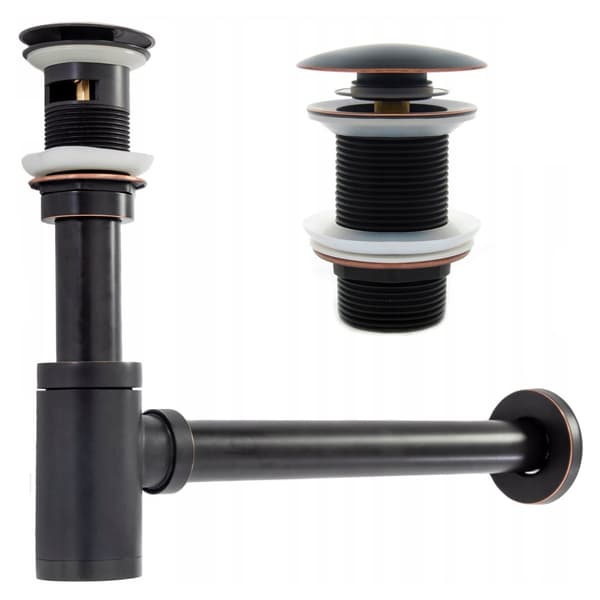 Klik-klak håndvasksifon uden overløb og 5/4" prop, slidt sort
