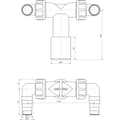 Miniatyrbillede 2 af 2: Sifontilslutning 40/32 mm, med kontraventil og to udløb til vaskemaskine-/opvaskemaskineslange