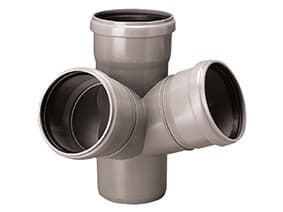 PVC-HT enkelplans sanitetsavlopp med fyra kanaler 110x50x50/67, för internt avlopp, askfärgad