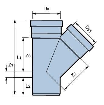 PVC-t-stykke 200x160/45 til udvendigt spildevand