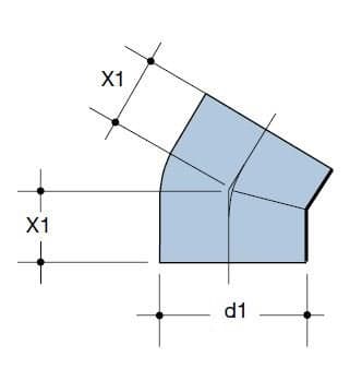 PEHD-böj 110/45 kort S12.5, svart, QS (Quick Stream)