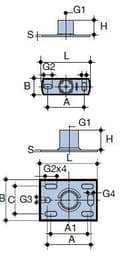 Miniatyrbillede 2 af 2: Monteringsplade 120x40x4mm GW 1/2"" indvendig gevind rektangulær stål, QS (Quick Stream)
