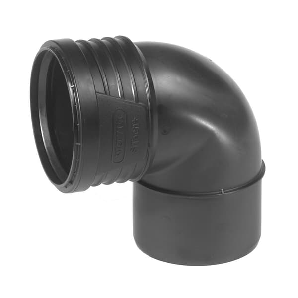 PP-HT Sitech Plus 110/87,5 sanitetsböj, för tystgående internt avlopp, svart