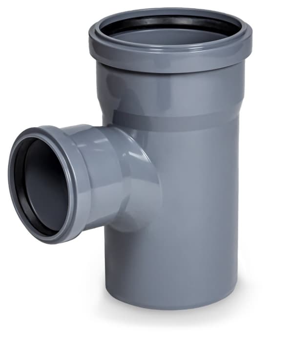 PP-HT 75x75/45 sanitært T-stykke, til internt spildevand, askefarvet