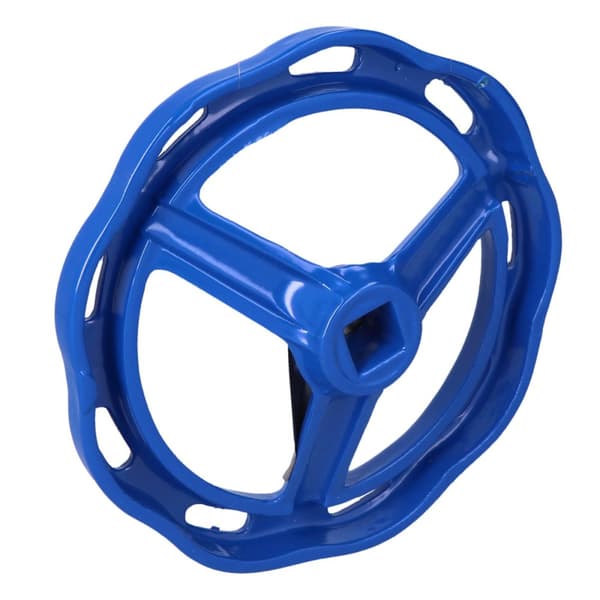 Håndhjul til skydeventiler DN50, hjuldiameter 150 mm, spindel firkantet 14x14 mm, aluminium, blå farve