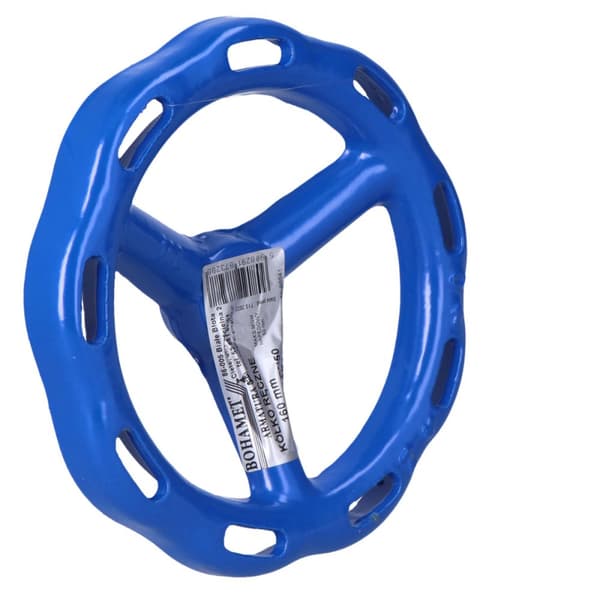 Håndhjul til skydeventiler DN50, hjuldiameter 150 mm, spindel firkantet 14x14 mm, aluminium, blå farve
