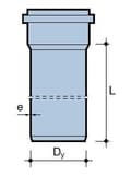 Miniatyrbillede 2 af 2: PVC-HT rør 110x2,6x250 sanitært, til internt spildevand, askefarvet