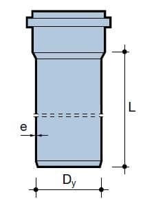 PVC-HT rør 110x2,6x250 sanitært, til internt spildevand, askefarvet